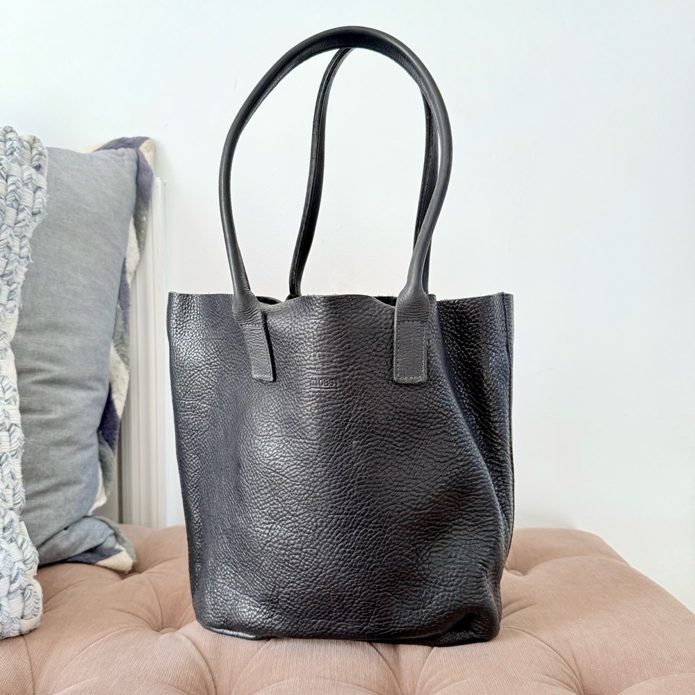 m0851 Black Full Grain Leather Tote Shoulder Bag | Canada OS